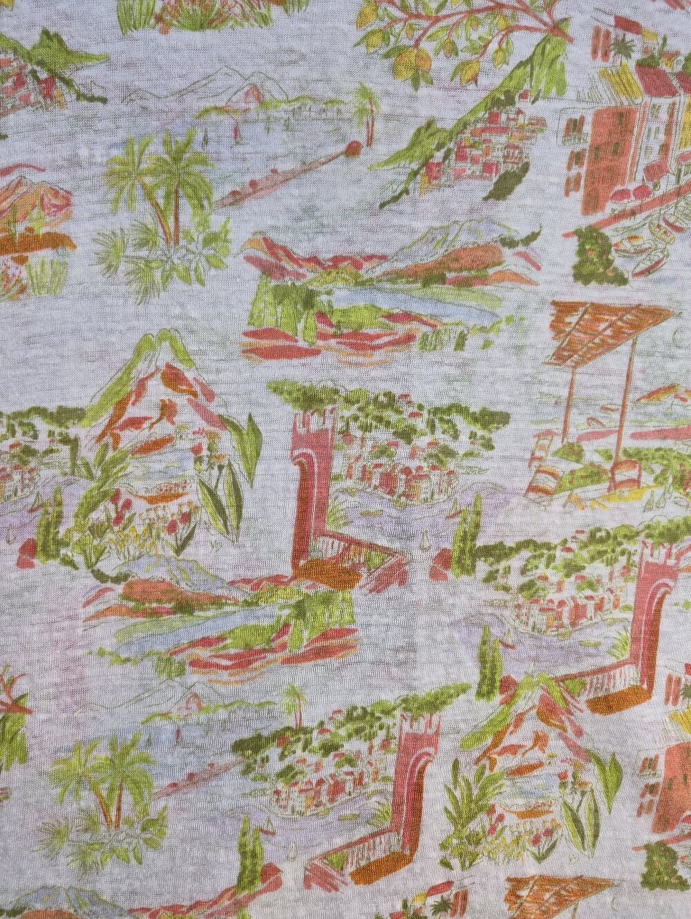 Cynthia Rowley 100% Linen Mediterranean Coastal Print High-Low Tee, Size 3X - Picture 3 of 9